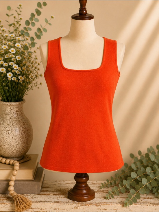 2Bella Tops - 2bella Boutique Silk Blend Coral Tank Sweater NWT Square Neck Large